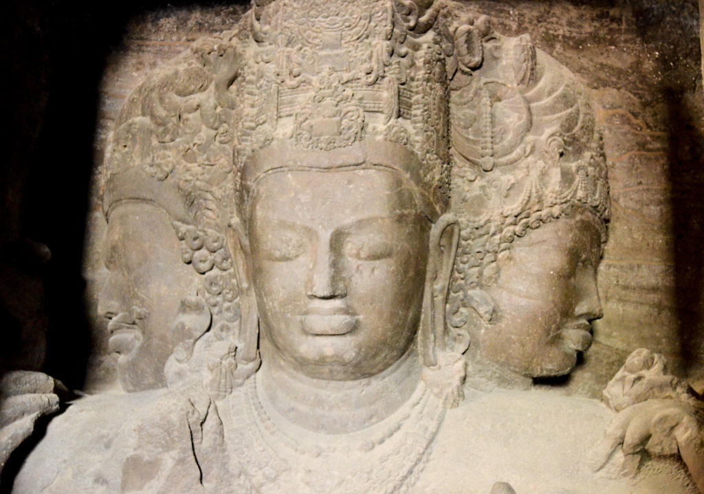 The famous 3-headed Shiva of Elephanta Island.