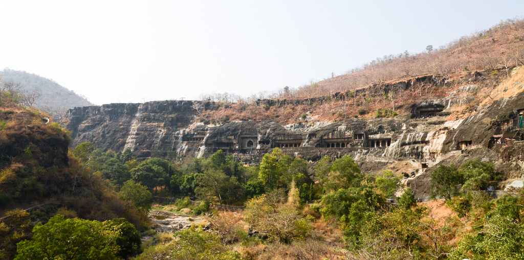 Ajanta caves' horseshoe shaped valley.