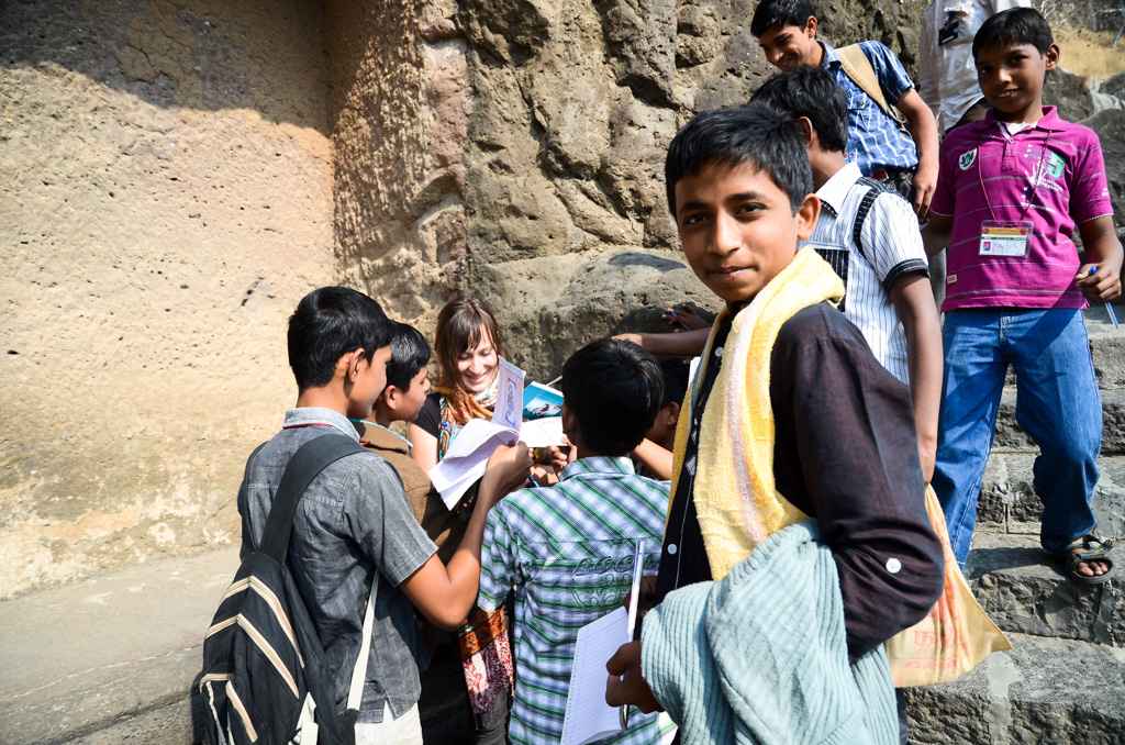 mobbed for autographs at Ajanta caves: Kelly's star shines bright at Ajanta.
