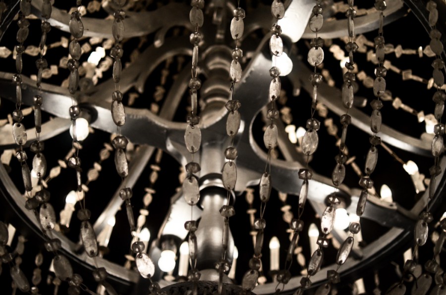 chandeliers made of salt crystals.