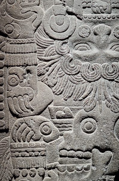 A stone relief in the Museo de Templo Mayor in Mexico City's Centro Historico.