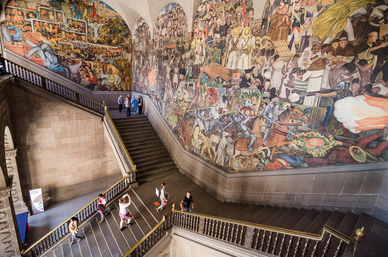 A massive Diego Rivera mural in Mexico City's Palacio Nacional, in El Centro Historico. GreatDistances / Matt Wicks.