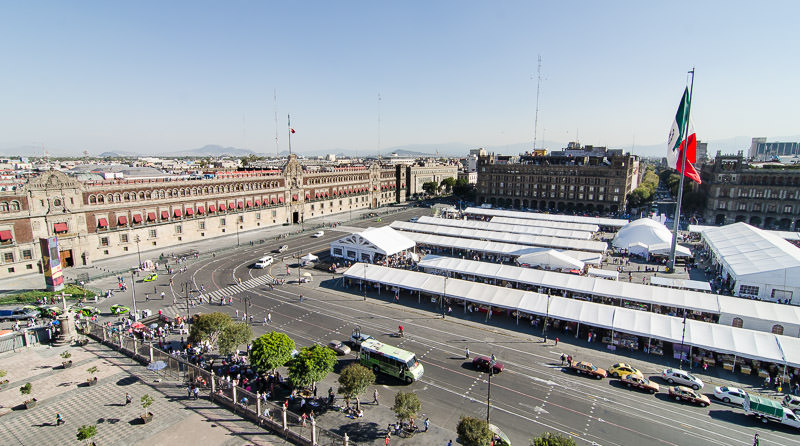 Zocalo and Palacio Nacional in Mexico City's Centro Historico.