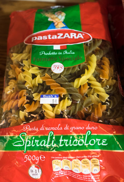 $4.00 US for a smallish bag of pasta in Utila. GreatDistances / Matt Wicks