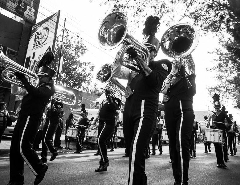 Brass band in a Guatemalan independence parade. Guatemalan Independence & Xela Feria 2014 - GreatDistances / Matt Wicks