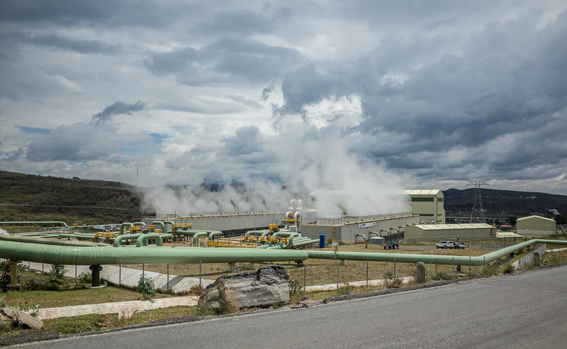 a view of Olkaria power plant, inside Hell's Gate National Park. GreatDistances / Matt Wicks